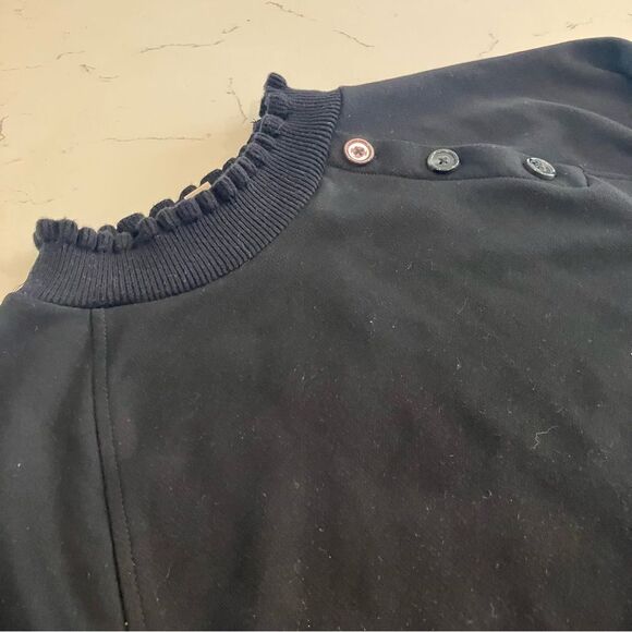 LOFT Black Ruffled Collar with Buttons Sweatshirt Top Size Large - Picture 5 of 9